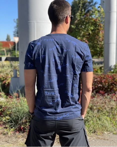 Triko pánské Tommy Hilfiger modré s pruhem 